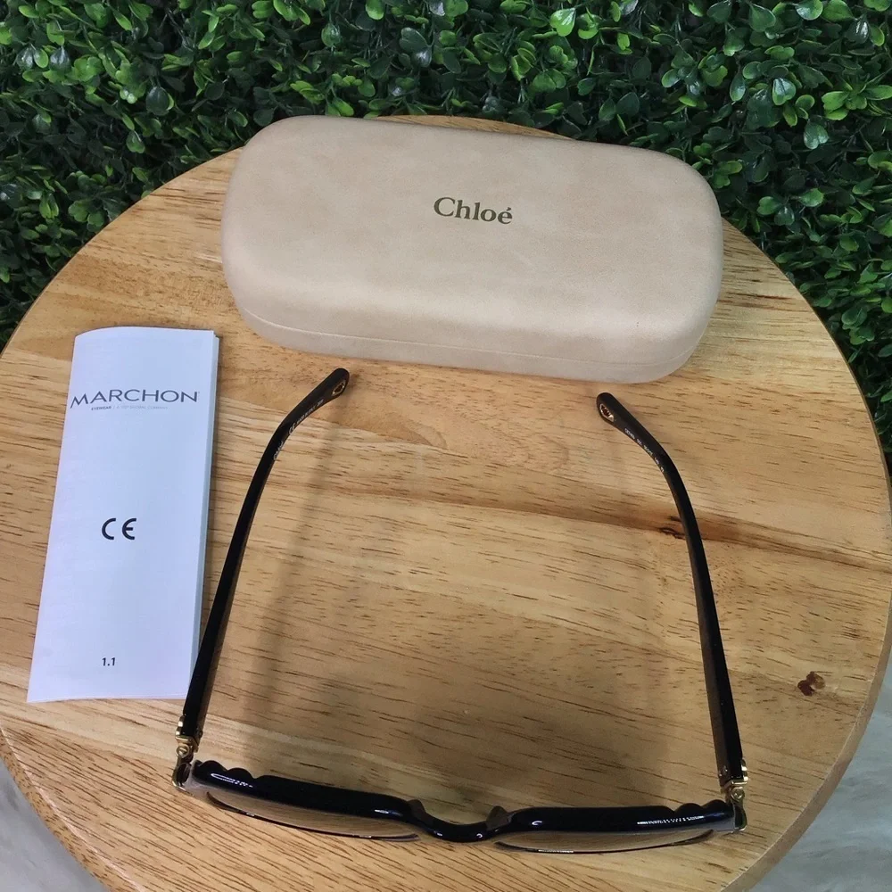 CHLOE - VERA BLACK SCALLOPED‎ SQUARE FRAME SUNGLASSES - NEW